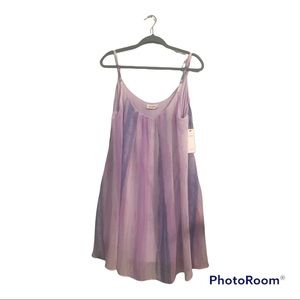 Aura Adrienne pastel stripe tie dye swing style blue/lavender/pink Sz L
